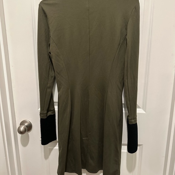VENUS Olive Long Sleeve Dress with Black Button Detail - Picture 3 of 3